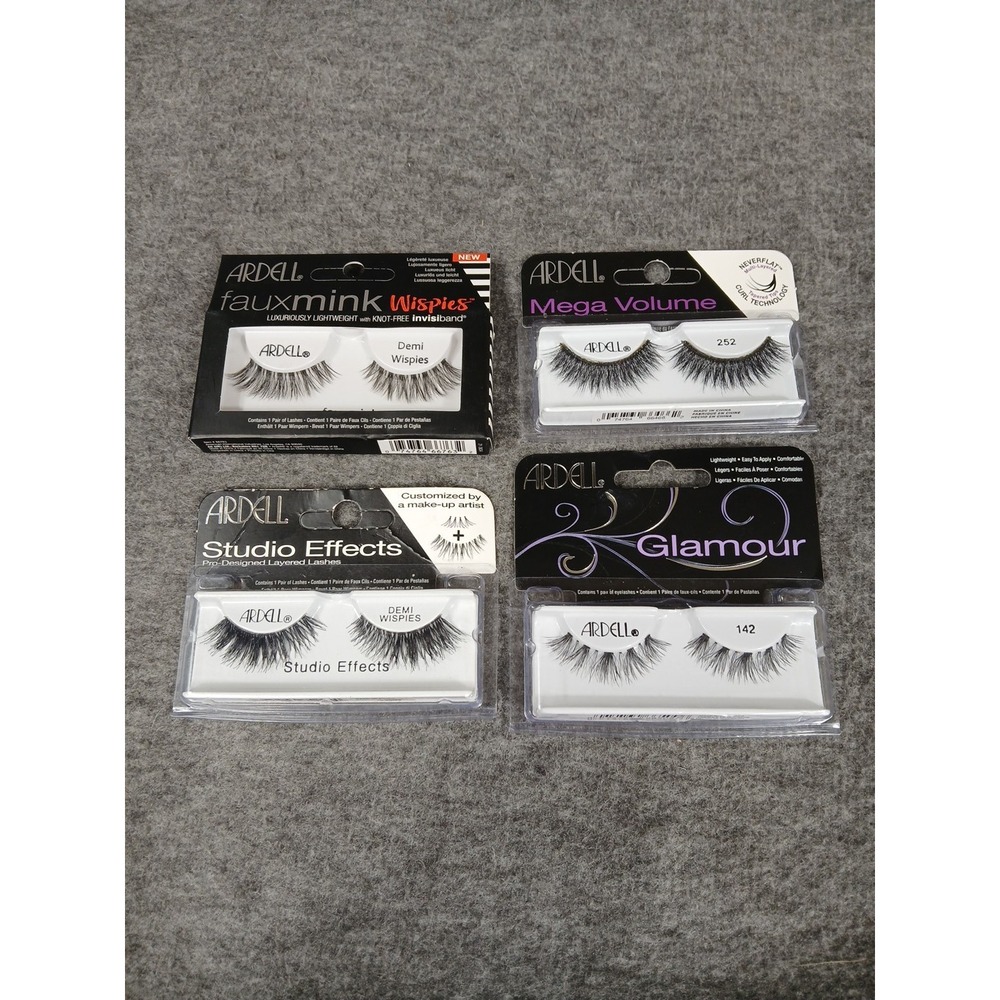 Ardell False Eyelashes Women OS Black Faux Mink Mega Volume Studio Effects Lot 4